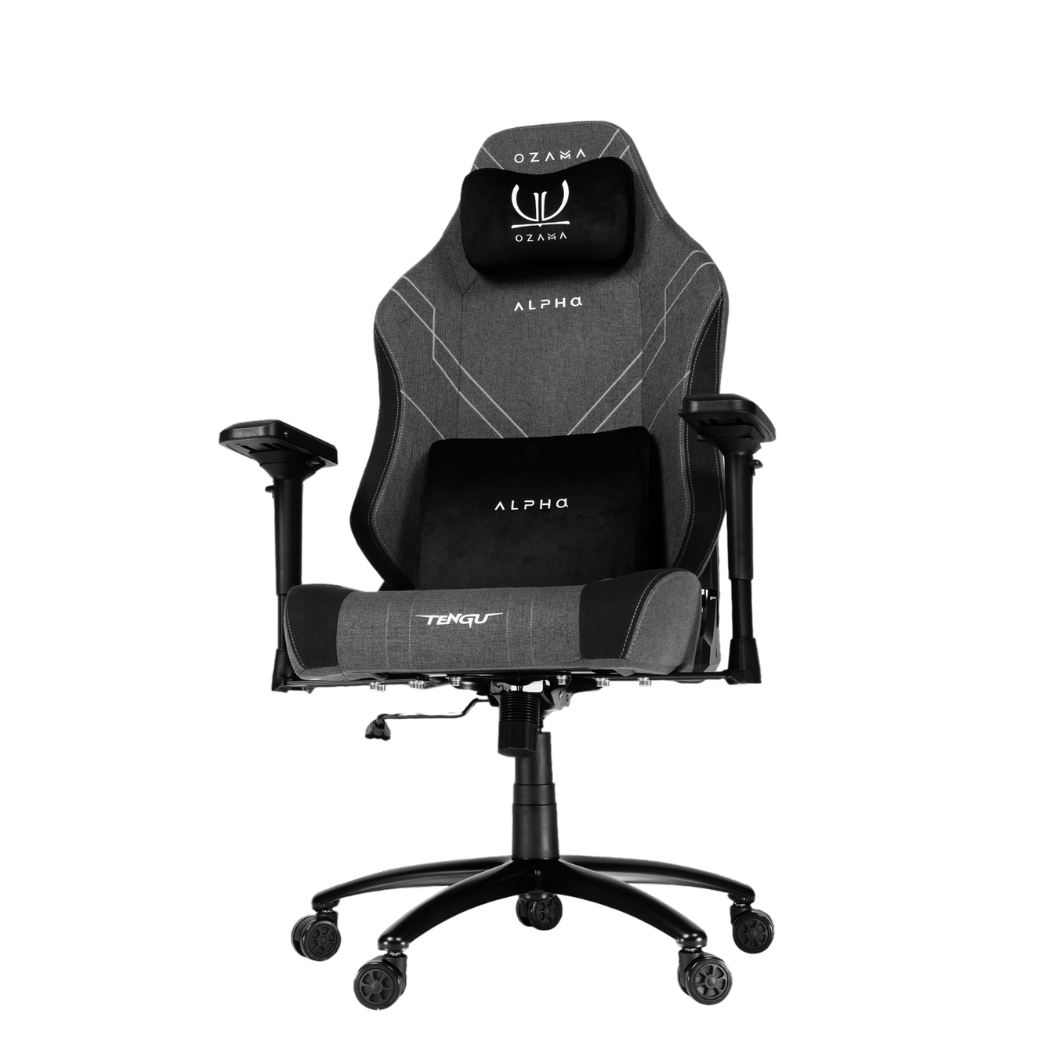 บัลลังก์เกมมิ่ง OZAMA ภายใต้แบรนด์ TENGUGAMINGGEARS รุ่น ALPHA FABRIC (CH-AP-F-BK) สีดำ เบาะผ้า_0